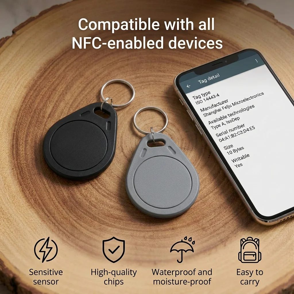Image 6: Porte-clés NFC NTAG215, étanche IP68, réinscriptible, 504 octets, compatible avec Amiibo et Apple Shortcuts pour iOS/Android