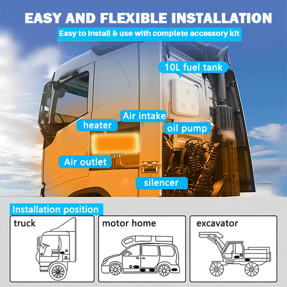 Imagem -05 - Calefator de ar Diesel com Silenciador Tudo em um para o Carro Ônibus Reboque rv Estacionamento Navio Livre 12v 8kw o