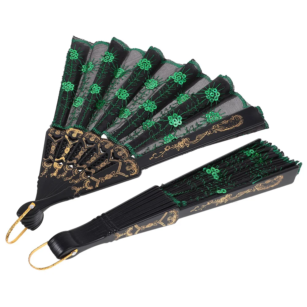 

2Pcs Chinese Folding Hand Fan Embroidered Peacock Vintage Elegant Lightweight Dance Performance Fan Summer Wall Decoration Prop