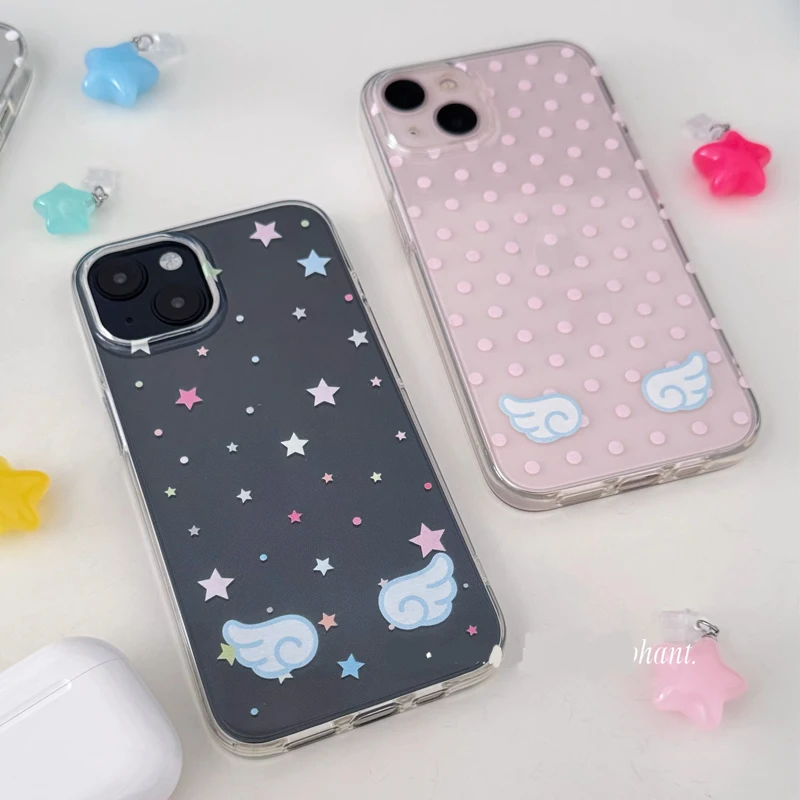 Korean Ins Vitality Star Collage Wings Phone Case For Samsung A36 A26 A56 A16 A55 A35 A25 A15 A54 A3