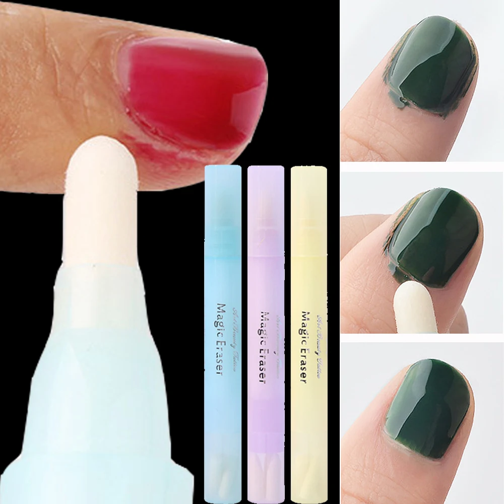 Lápiz eliminador de esmalte de uñas de Gel UV, Corrector líquido, limpiador, pluma de borrado, herramientas de manicura con 3 puntas, nuevo