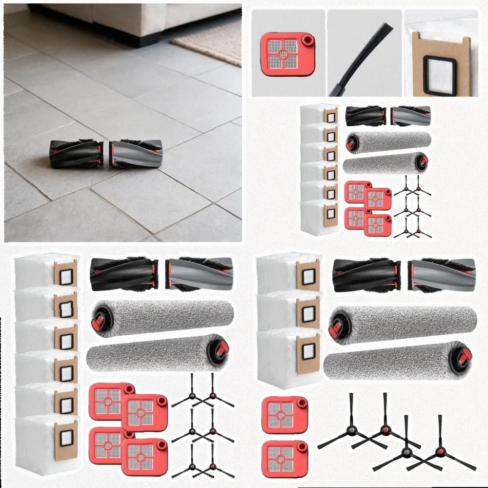 Vacuum Cleaner Maintenance Set for EUFY For C28 Includes 6 Dust Bags 4 Filters 6 Edge Brushes 2 Roller Brushes 1 Main Brush