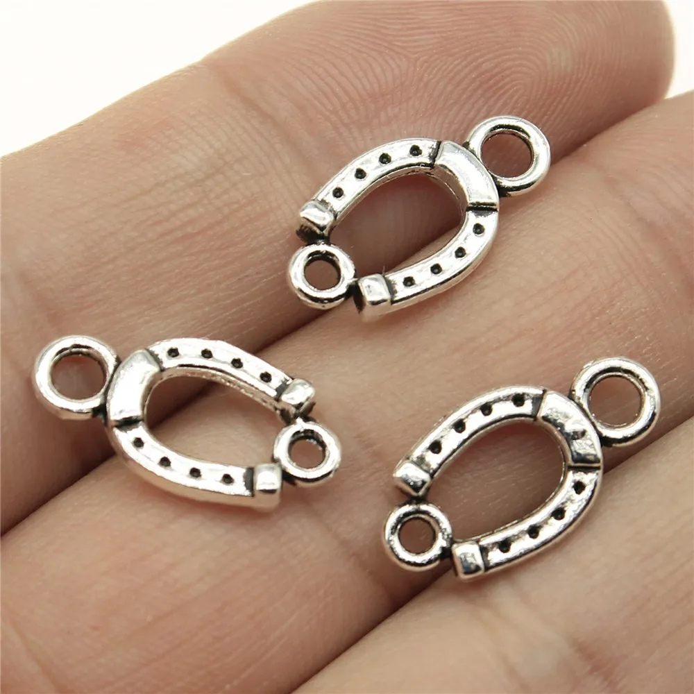 WYSIWYG 20pcs 18x10mm Lucky Horseshoe Charm Horse Shoe Charms Connector Horseshoe Connector Charms