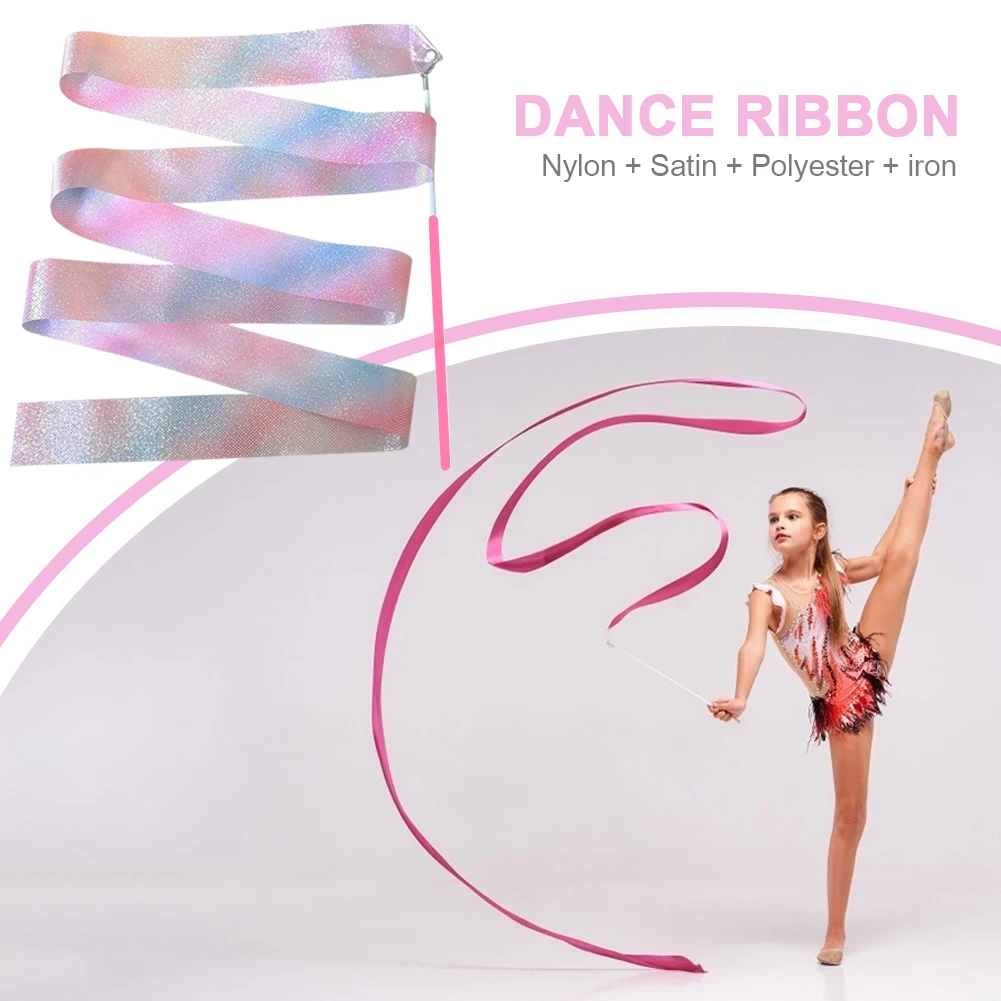 2M Dance Ribbon Kid Sport Performance Strip with Twirling Stick for Artistic Dancing Gymnastics for Kids Dancing Talent Shows