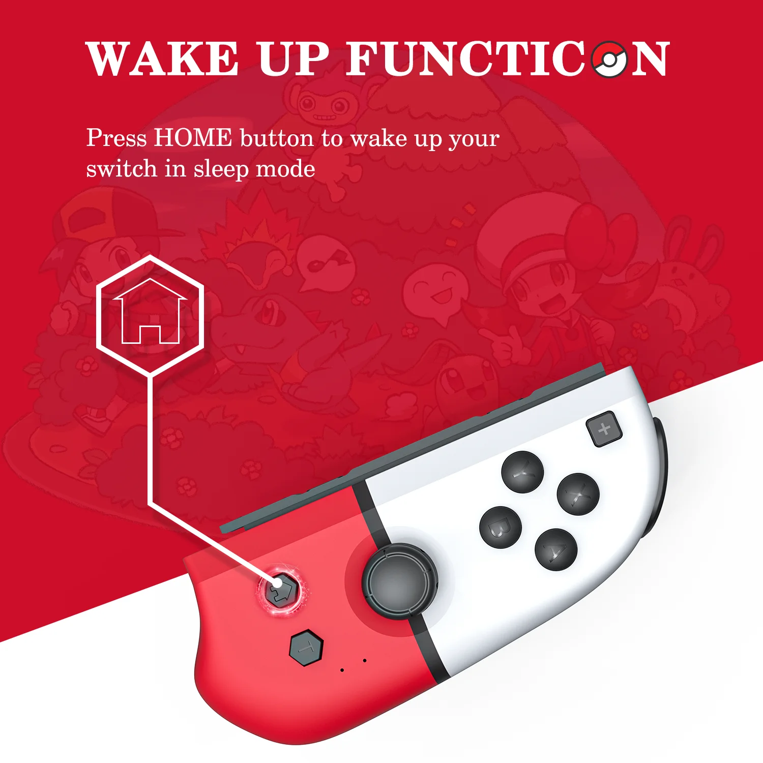 Joycon Wireless Switch Controller, Wake-up/Macro Button/Turbo/Vibration/Motion Functions, L/R Controllers-Fairy Ball