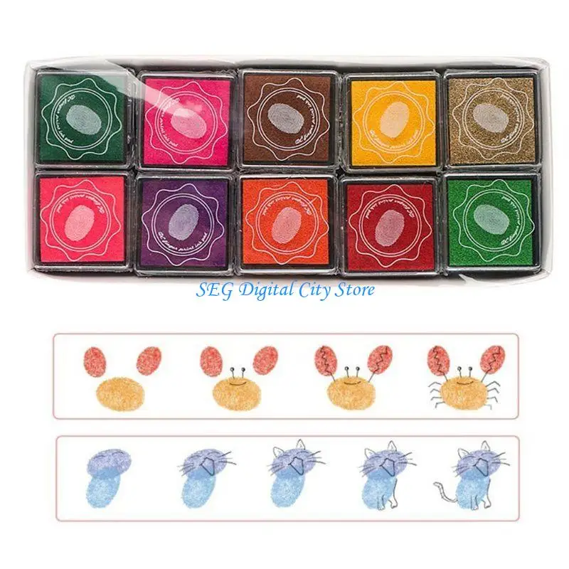

U75B 20 Colors Pad DIY Scrapbooking Album Finger Painting Inkpad Stamps Sealing Decoration for Kids