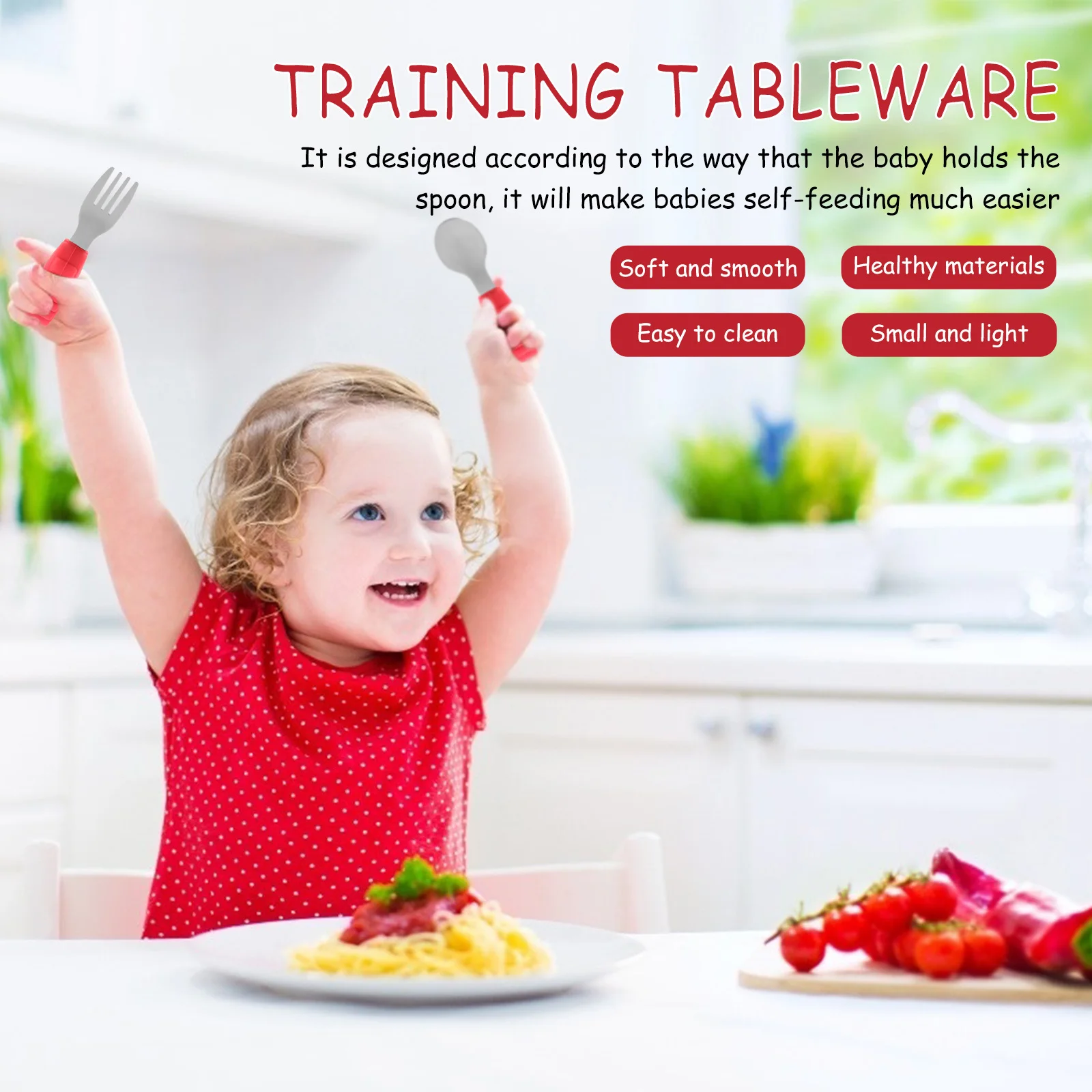 

1Set Baby Training Tableware Fork Spoon Set Stainless Steel Silicone Handle Non-Slip Design Toddler Feeding Utensil Safe Cutlery
