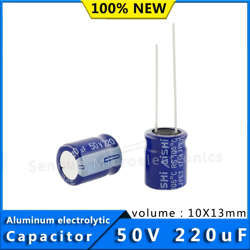 10Pcs Capacito 50V 220UF 10*13 10x13 mm 220uf50v 10X13 Aluminum Electrolytic Capacitor High Frequency Low Resistance