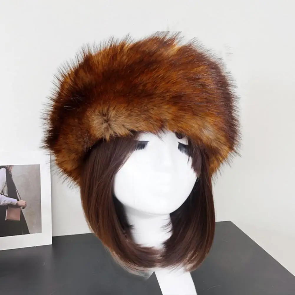 Acrylic Fabric Hat Cozy Faux Fur Lined Winter Basin Hat for Windproof Hiking Traveling Foldable Warmth Retention for Shopping