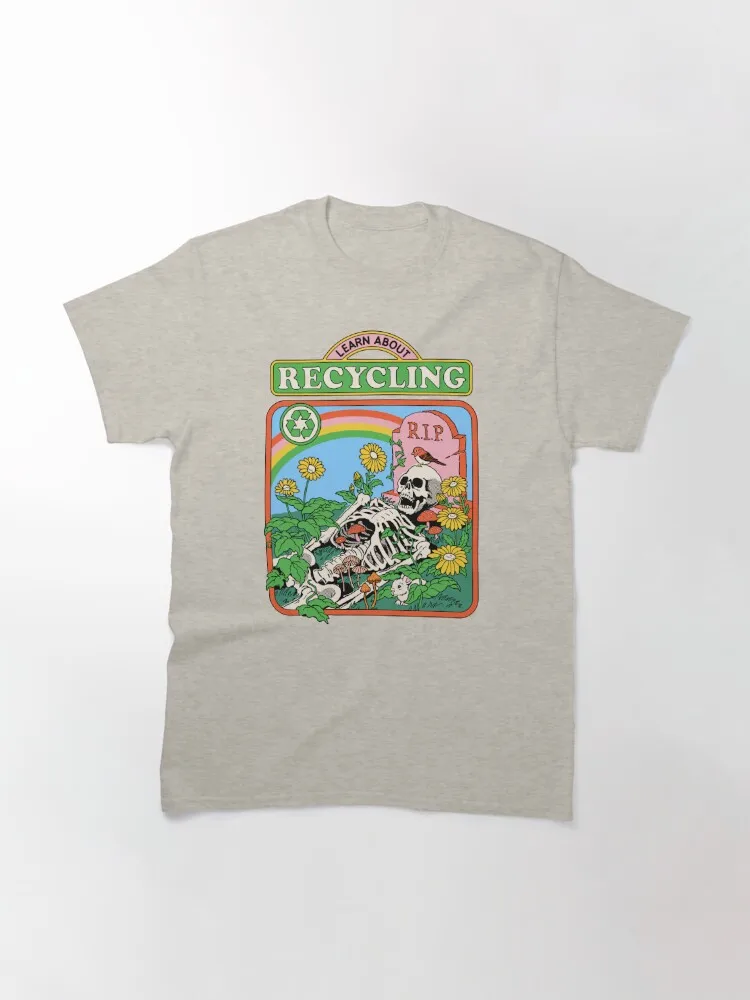 Learn About Recycling Classic T-Shirt Men Hot Cheap Heavyweight New Arrival Harajuku