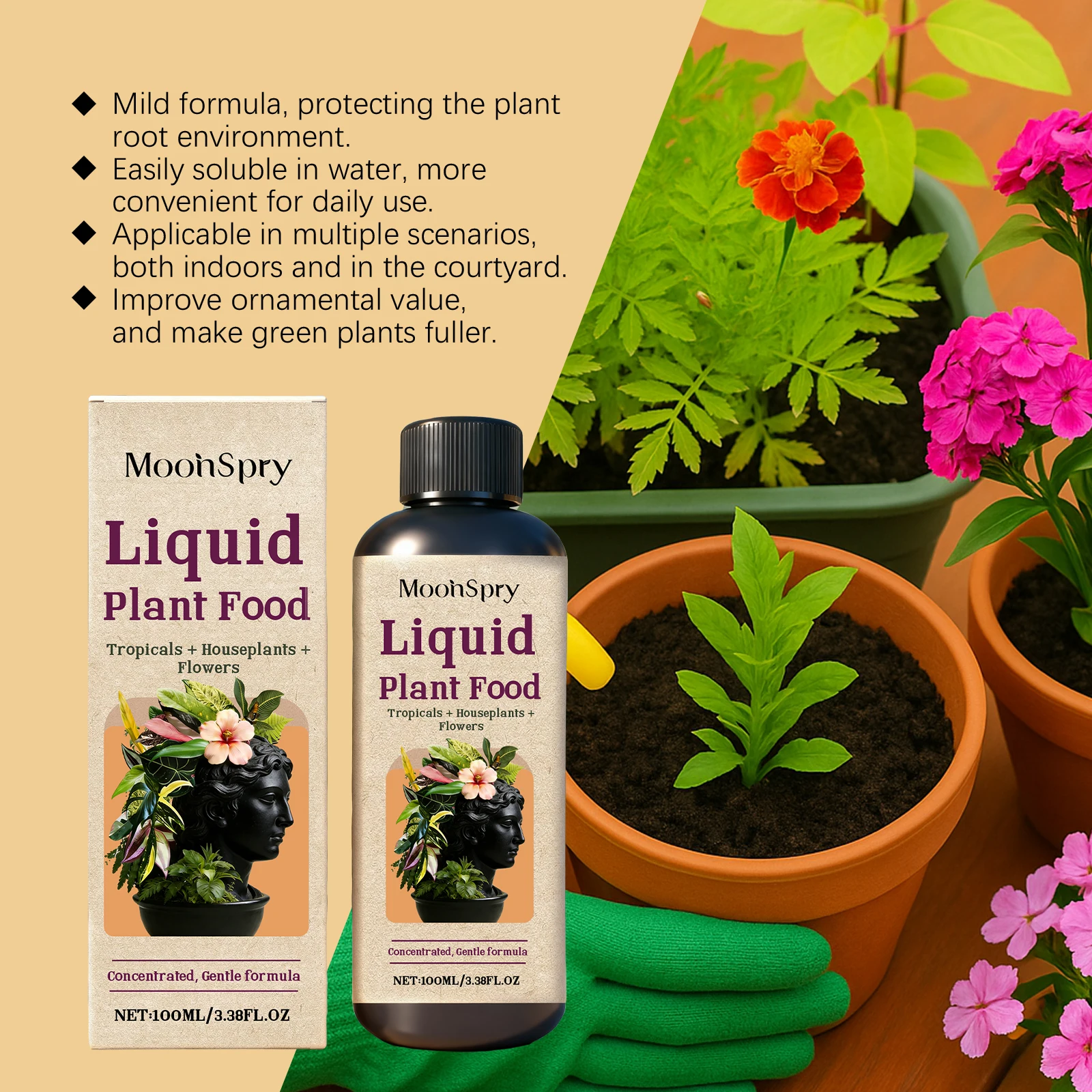 Plant Liquid Fertilizer Promote Root Growth Supplement For Tropicals Houseplants Flowers Easy-To-Absorb Plant Nutrient Solution