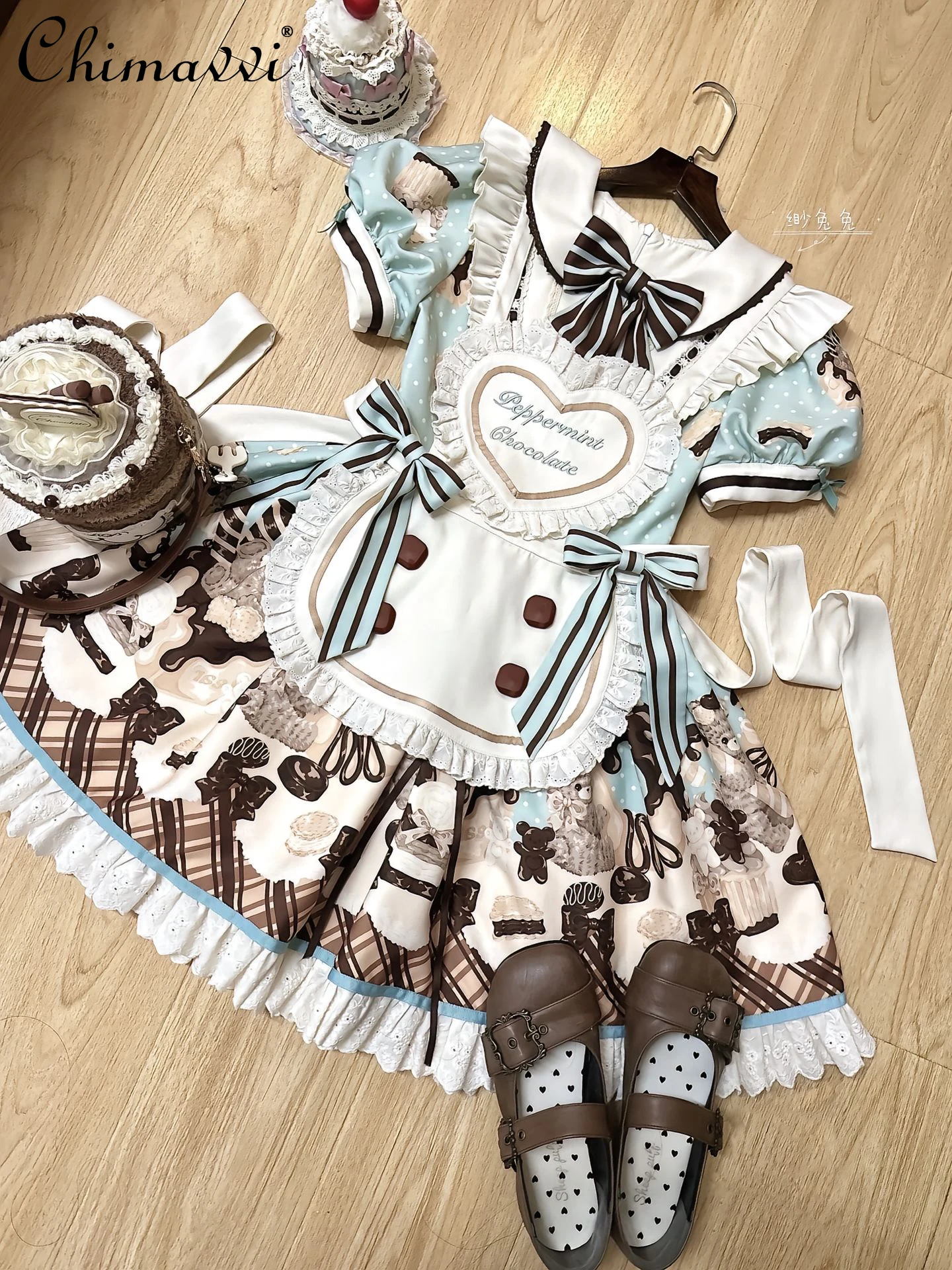 

Original Design Cute Bowknot Girls OP Dress 2025 New Sweet Cartoon Pattern High Waist Birthday Party Cosplay Lolita Dresses