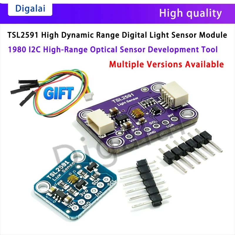TSL2591 Digital Light Sensor Module I2C QWIIC STEMMA QT High Dynamic Range 88000Lux IR Visible Light 3.3‑5V For Arduino