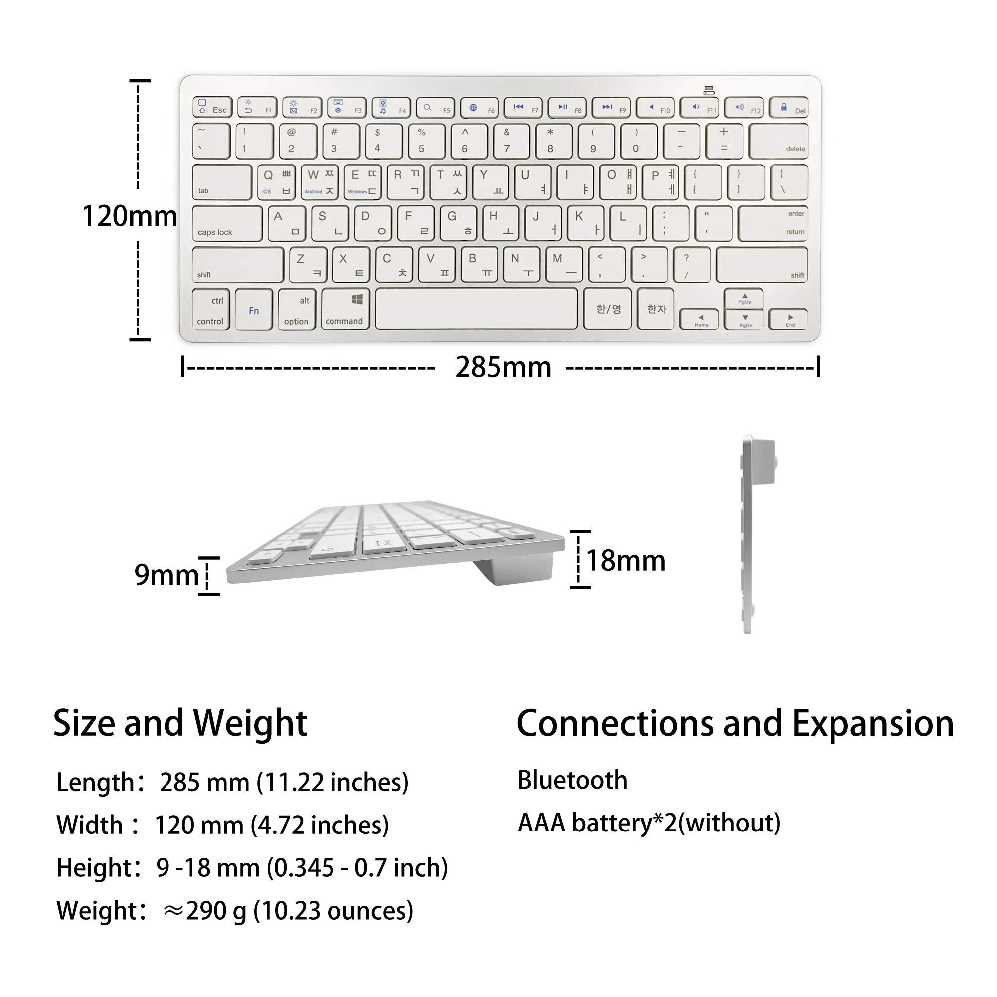 Korean Language Ultra Thin Lightweight Low Noise Keyboards for MacBook Neo/Air/Pro/iPad/iPhone/for Laptop/Computer/Surface