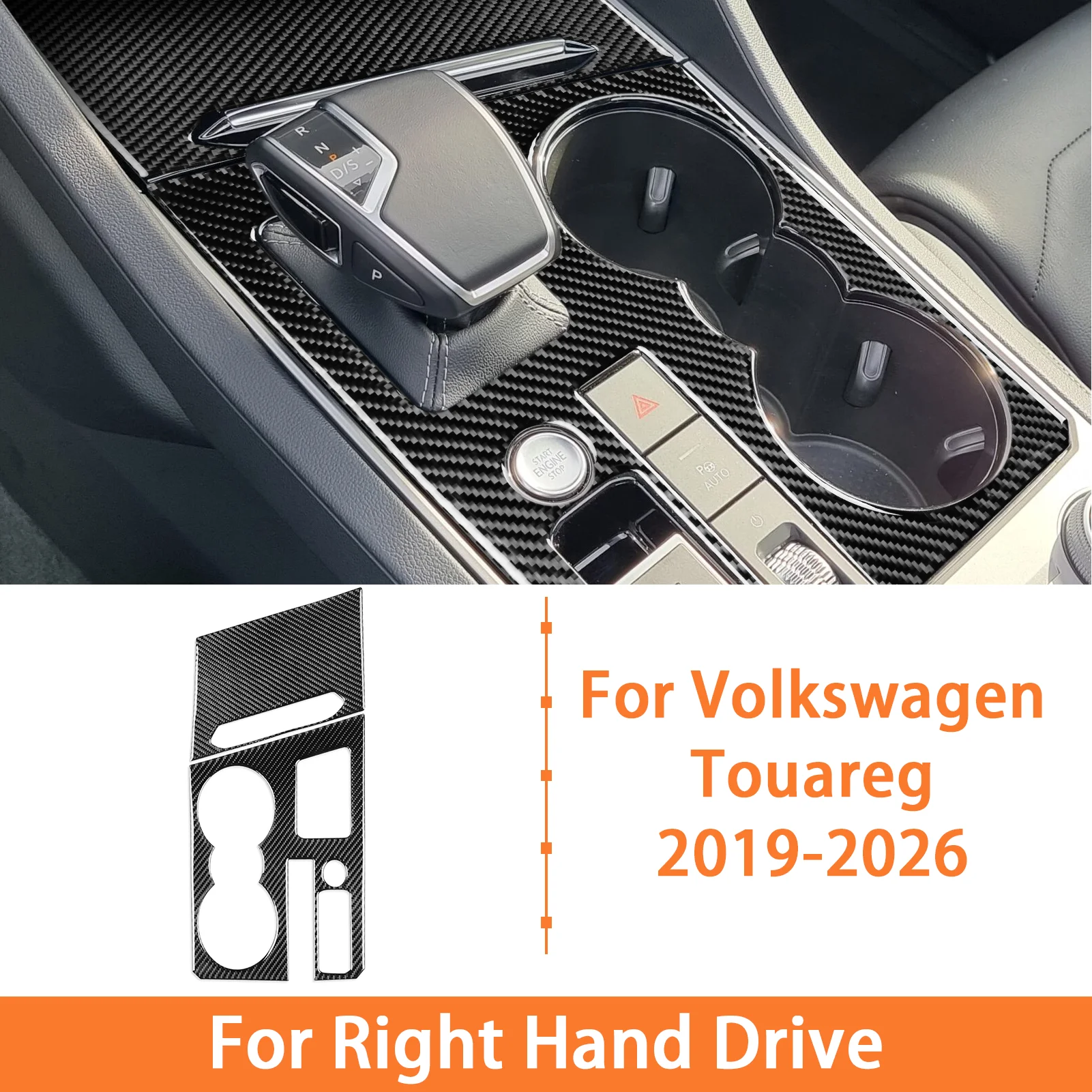 Voor Volkswagen Touareg 2019-2026 Carbon Fiber Interieur Accessoire Stickers Dashboard Ventilatieopeningen Center Console Versnellingspookpaneel