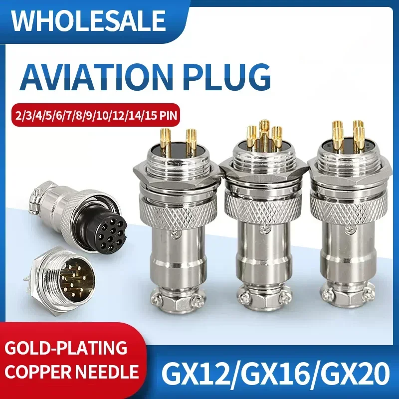 

GX12/GX16/GX20 Gold-Plated Aviation Plug Circular Connector 16MM 2/3/4/5/6/7/8/9/10/12/14 Pins Gilding Male Female Plug Socket