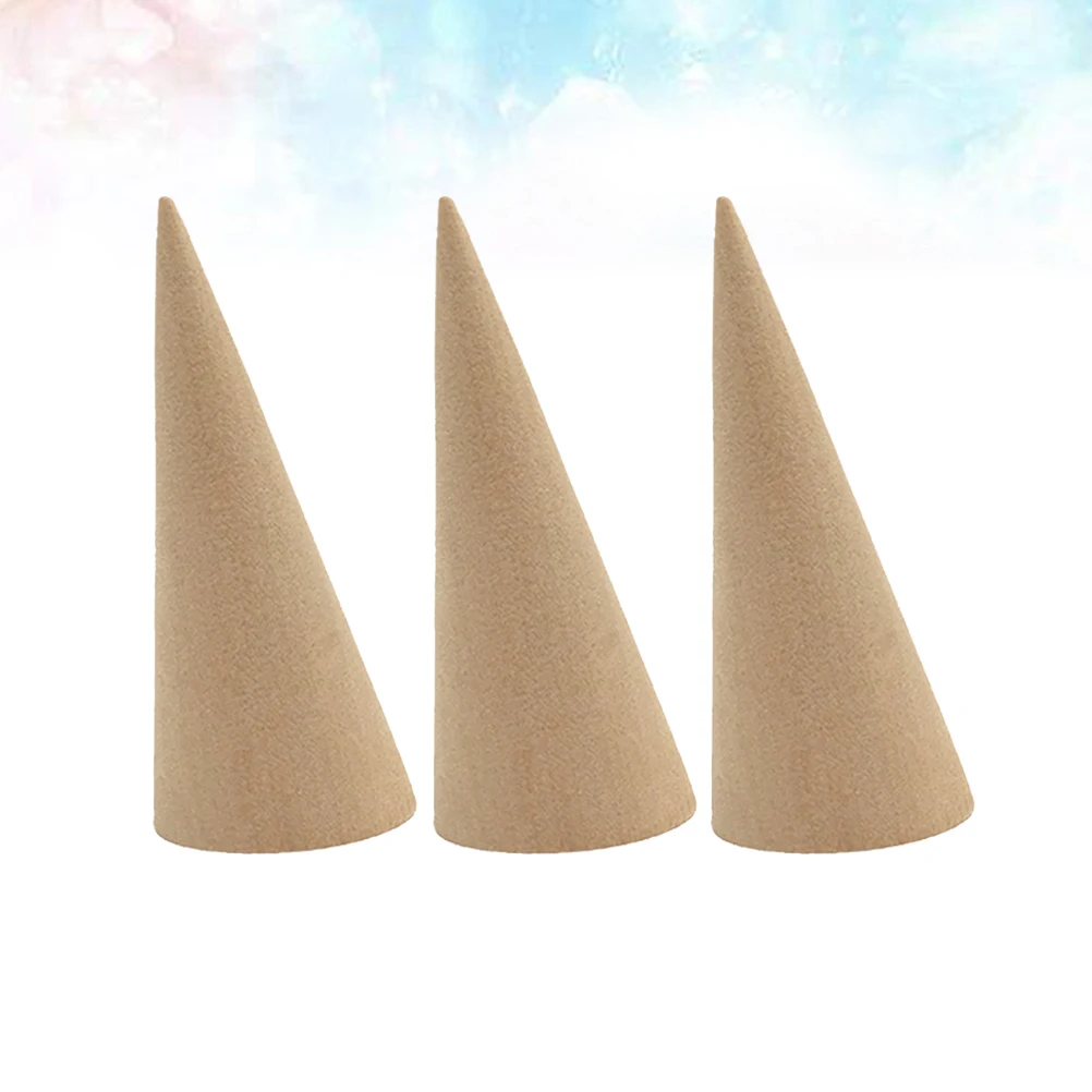 

3 Pcs Display St Wood Cone Holder Showcase Storage Jewelry ganizer Home Ring Display Cone Decor Bamboo Wooden Elegant