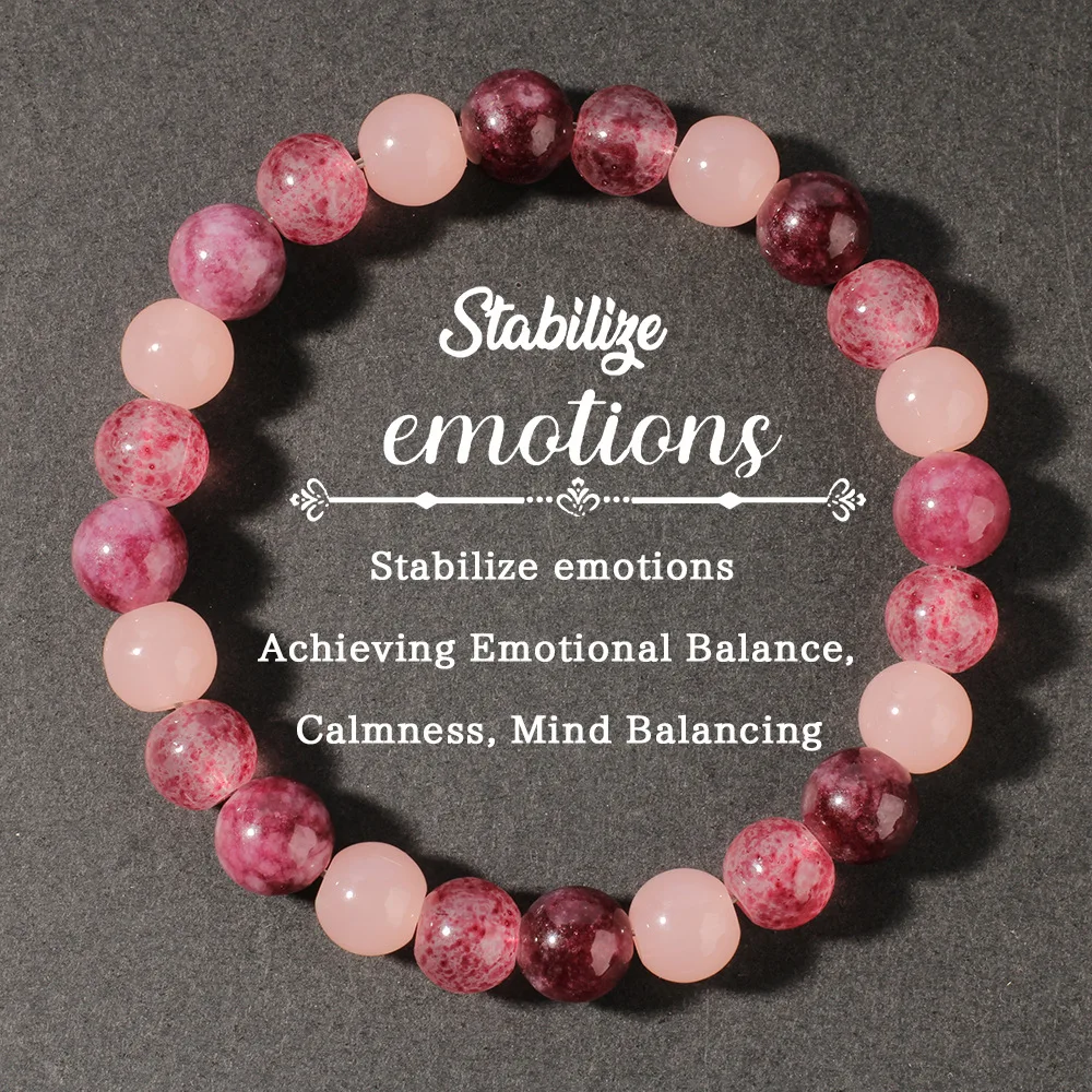 

Strawberry Pink Crystal Natural Stone Bracelet Garnet Strawberry Achieving Emotional Balance with Mental Health Bracelet