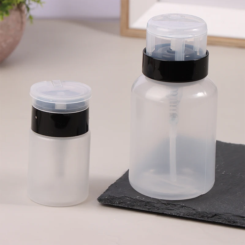 1Pc 60/200ml Empty Press Nail Bottle Pump Dispenser Plastic Polish Portable Liquid Makeup Remover Cleaner Manicure Tool