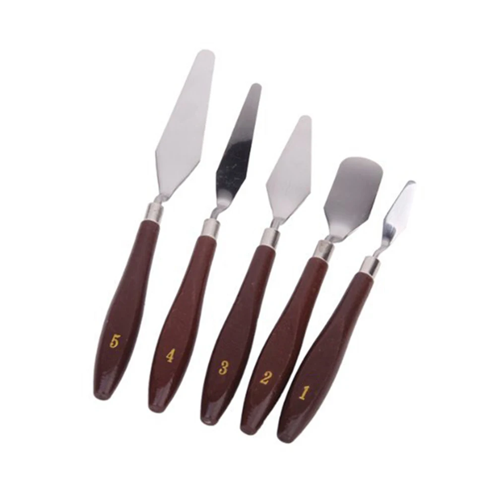 

5 Pcs Oil Painted Knife Palette Painting Mixing Scraper Spatula Tool Art Stainless Steel