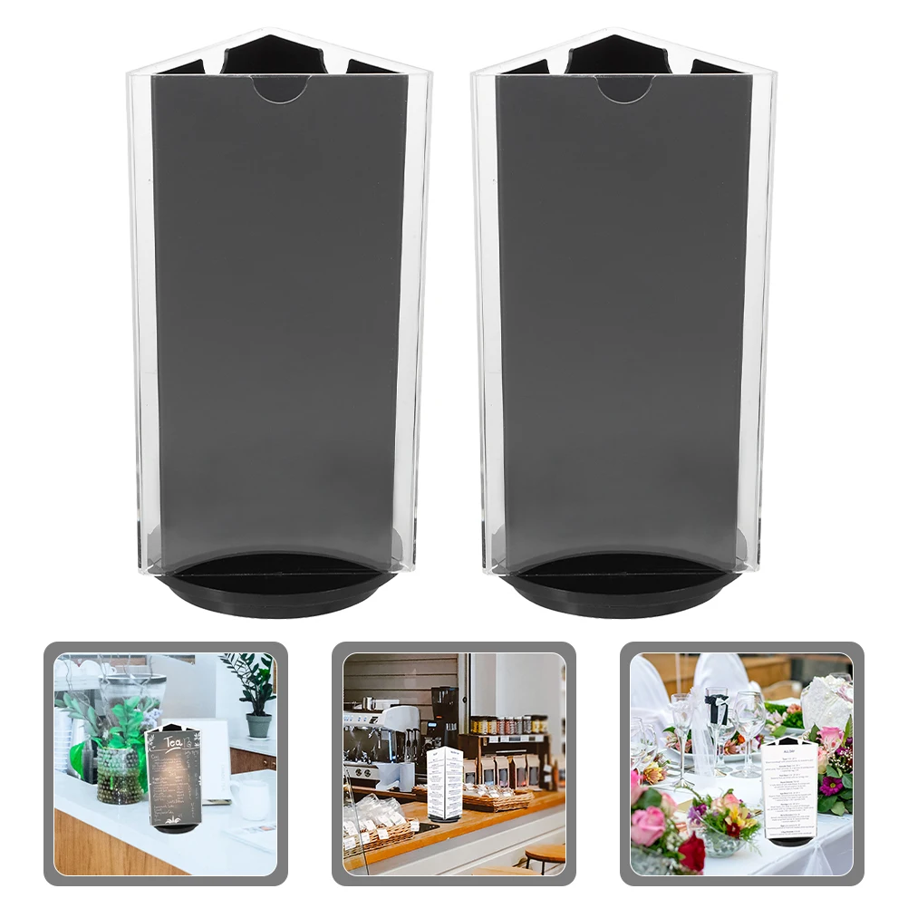 

2Pcs 3-Sided Rotating Acrylic Table Sign Holder Menu Display Stand Clear Paper Holder for Restaurant Office