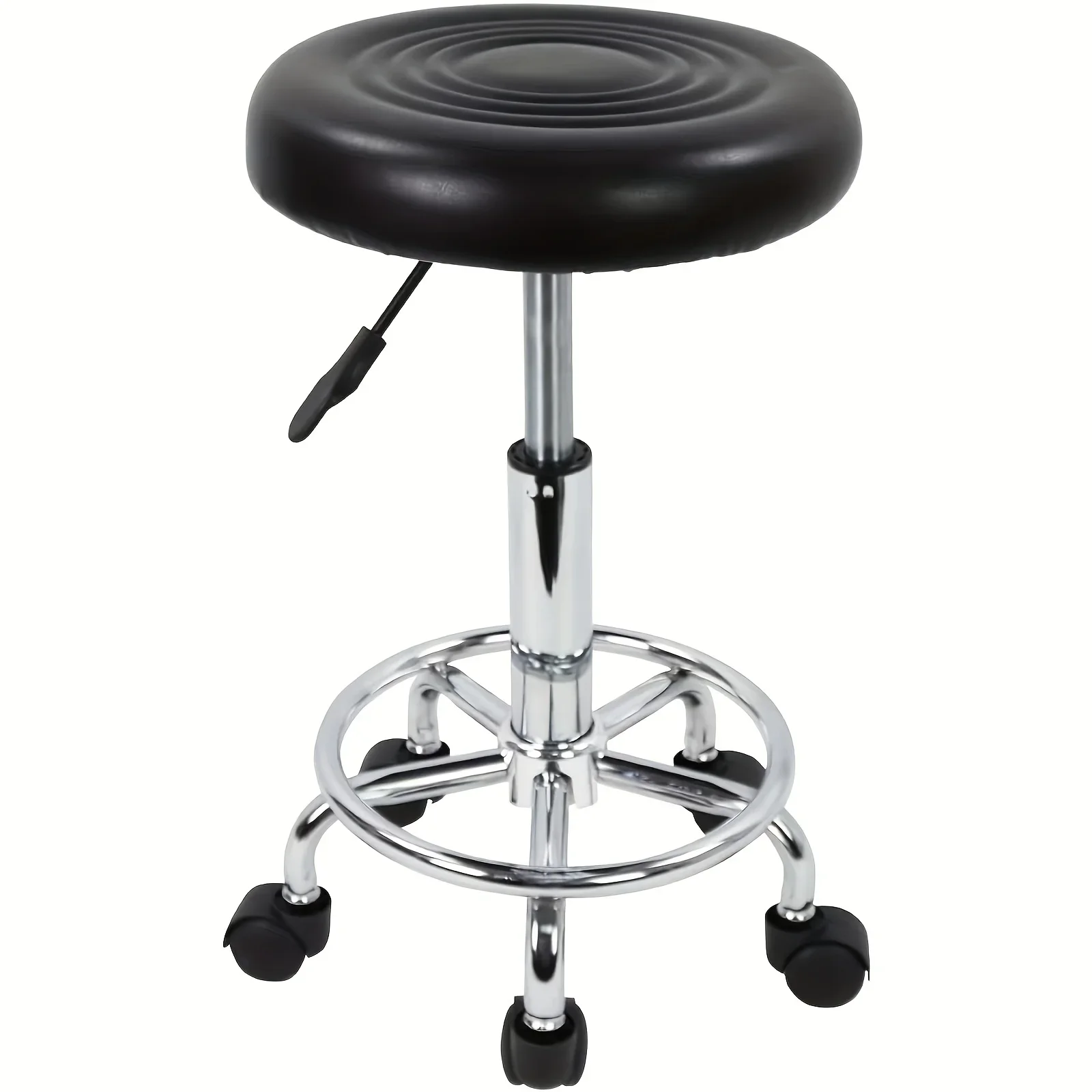 Heavy-Duty 181.44 KG Capacity Bar Stool with Backrest - Hydraulic Height Adjustment, 360° Swivel Base, PU Leather Cushion image 6