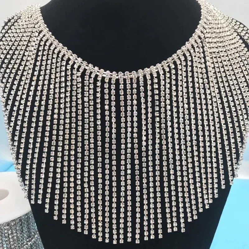 

1Yard Long Tassel Ribbon Fabric Fringe Decoration Irregular Rhinestone Chain Beaded Shoes Bag Clothing Wedding Diy Sewing Tassel
