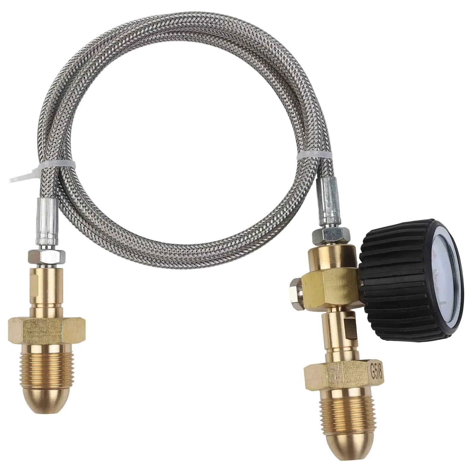 Transfer Connector Hose for BS 341 No 3 Argon Cylinders Featuring G 5/8 RH Thread for High Pressure Gas Refilling Use
