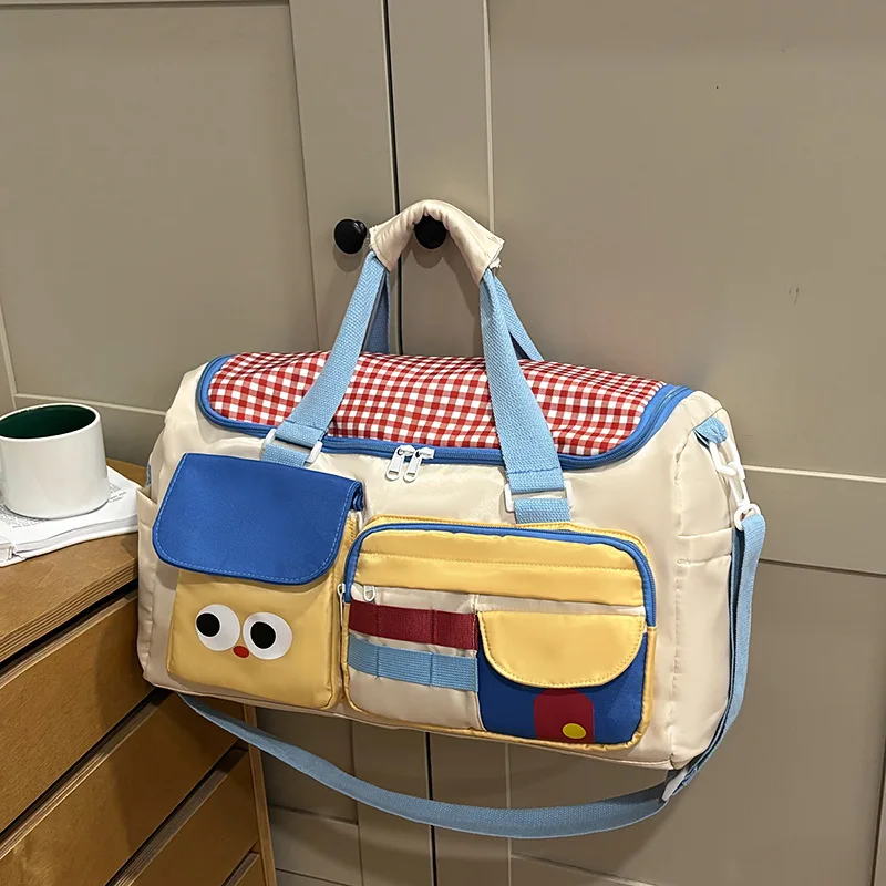 

Short-distance Travel Women's Large-capacity Luggage Handbag Maternity Bag Contrasting Color Fitness Bag