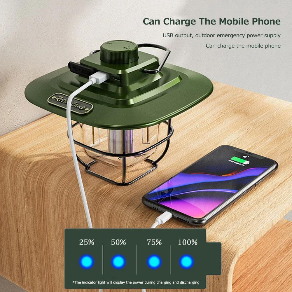 

LED Camping Lantern Stepless Dimming Portable Emergency Light Waterproof IPX4 Rechargeable for Outdoors for Hiking Camp for Home