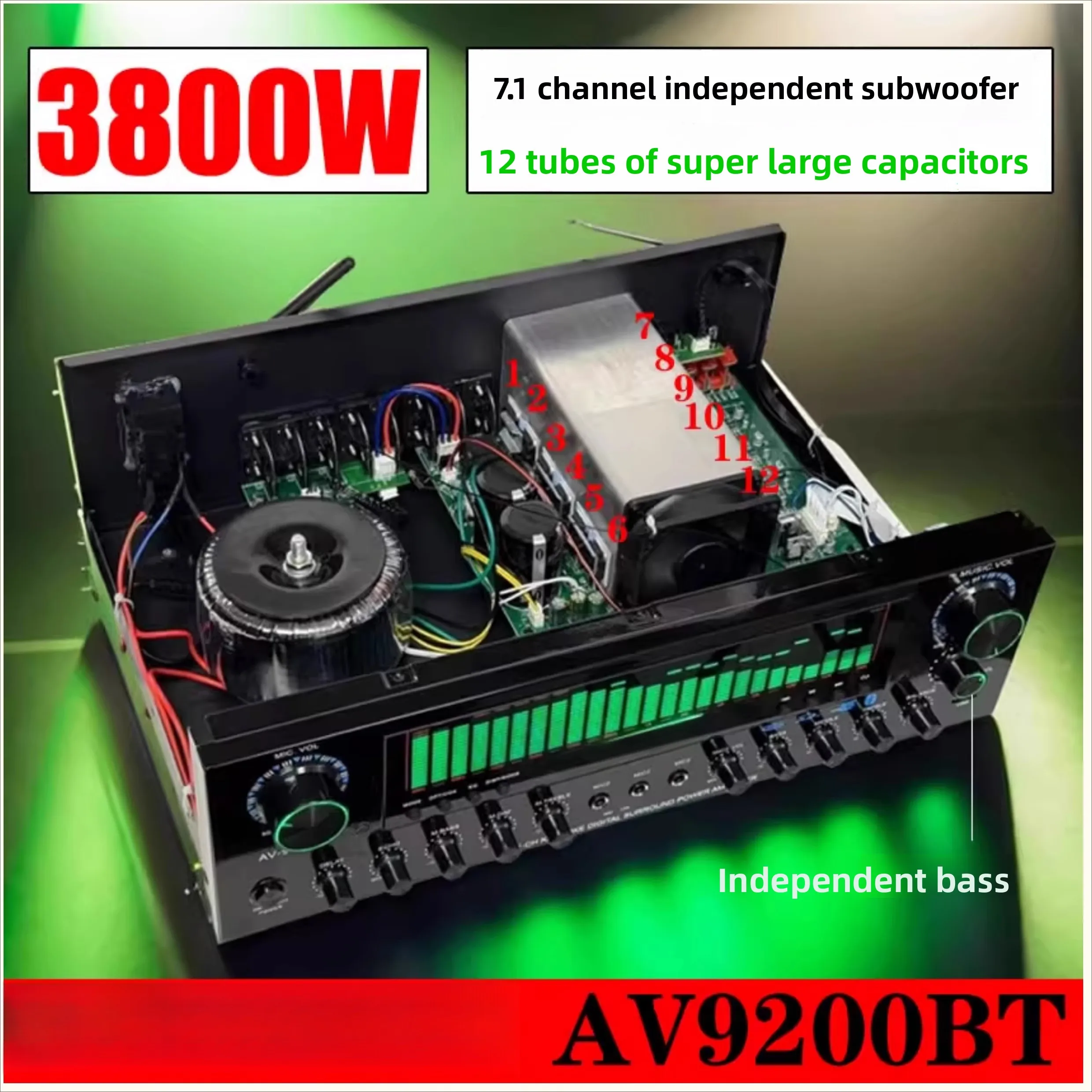 8000Sw Lossless Version Power Amplifier 2500W  Channel Large Screen Partition Design Heavy Bass High Fidelity HF Audio Amplifier