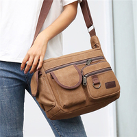 1pcs Canvas Messenger Bag Men Vintage Water Resistant Waxed Crossbody Bags Briefcase Padded Shoulder Bag For Male Handbag