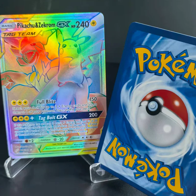 การ์ด DIY Pkm Ptcg ฉบับภาษาอังกฤษ ทีมแท็ก รีชิราม ไรคุอาซ่า ซิลเวียน มิมิกิว ลีฟีออน ลาเทียส ลาเทียส พิคาชู เซคروم จิราติน่า Gx