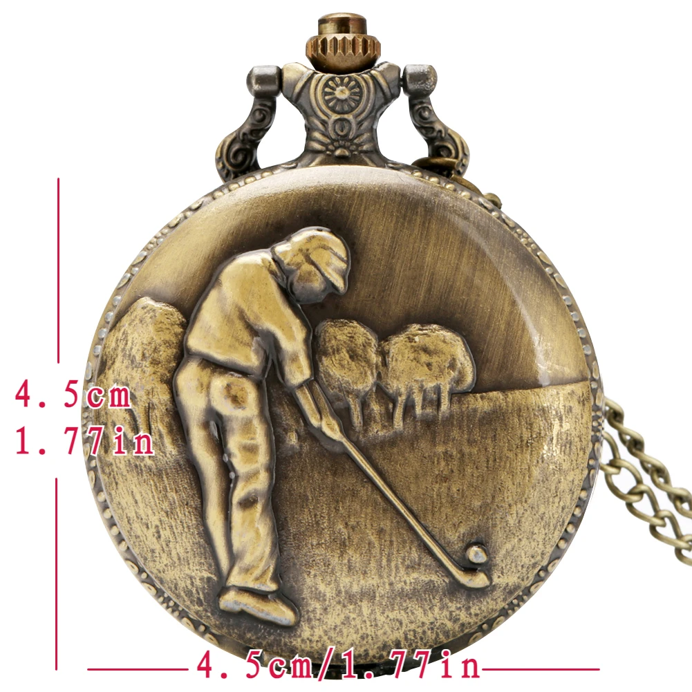 Reloj de bolsillo de Golf Vintage único, regalo para golfistas con cadena de collar