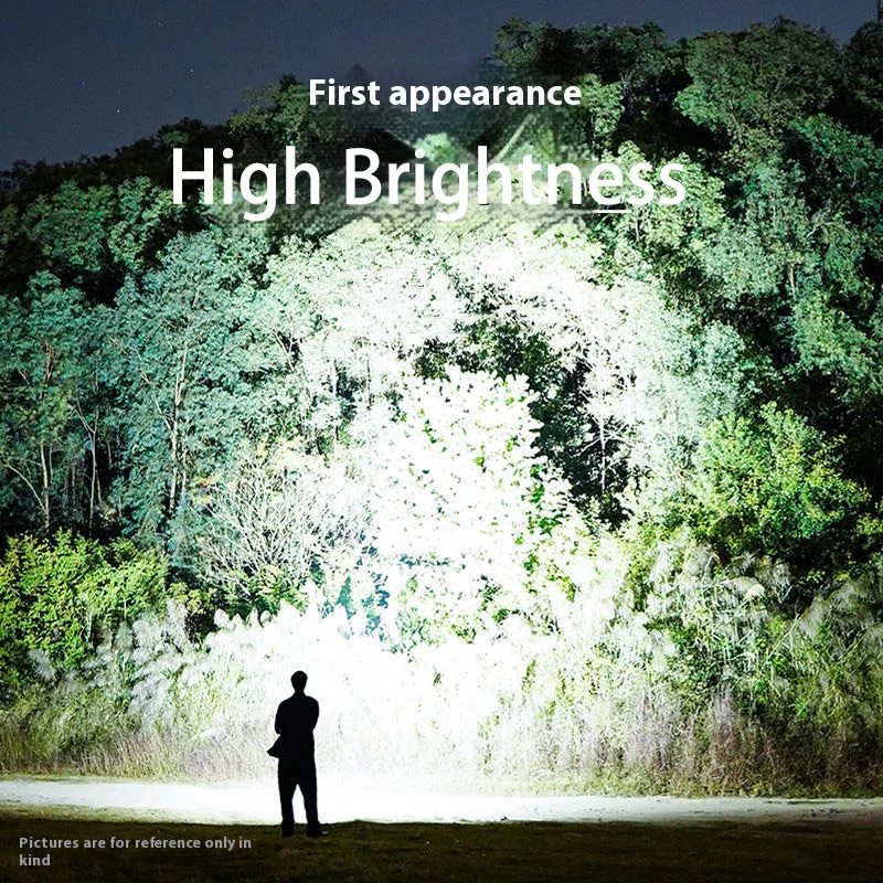 مصباح يدوي LED طويل المدى عالي الطاقة ، فانوس ، بطارية مدمجة ، مشعل من النوع C لصيد الأسماك والتخييم