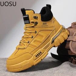 New Winter Boot Motorcyclist Boots Trendy Lace-up All-match Popular Model Thick Bottom UOSU British Style High Tops New Style