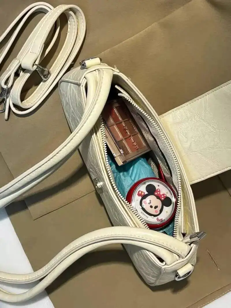 Bloom Butterfly White Y2k Handbag Purse Women Retro Leather Underarm Wallet Female Versatile Shoulder Crossbody Bag 2025