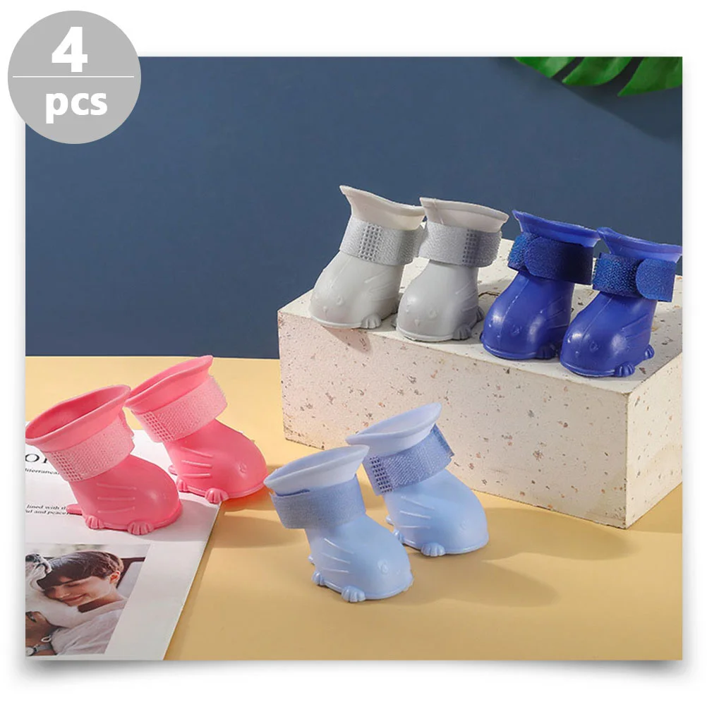 

4 Pcs Dog Waterproof Rain Boots Comfortable Shoes Pet Socks Paw Puppy Step Convenient Daily Use