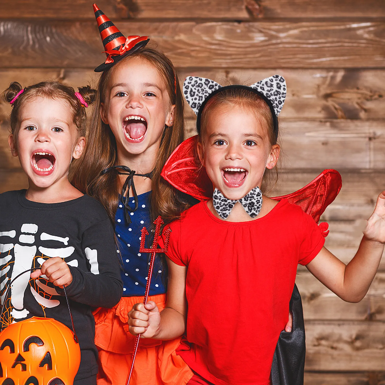 1 Set Leoparden-Kostüm-Set mit Ohren, Stirnband, Schwanz, Fliege, Foto-Requisiten, Party-Deko, Leoparden-Kostüm-Set, Cosplay-Stirnbänder