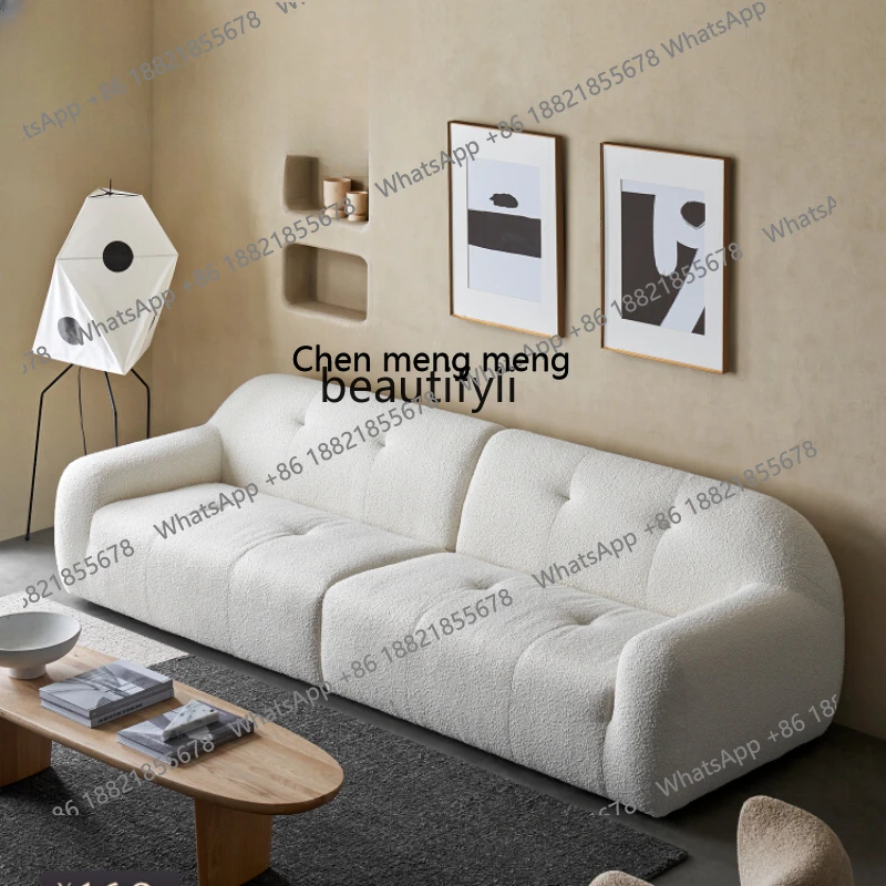 

X Sofa Small Apartment Living Room Cream Style French Retro Large Sitting Deep Straight Three-Seat
