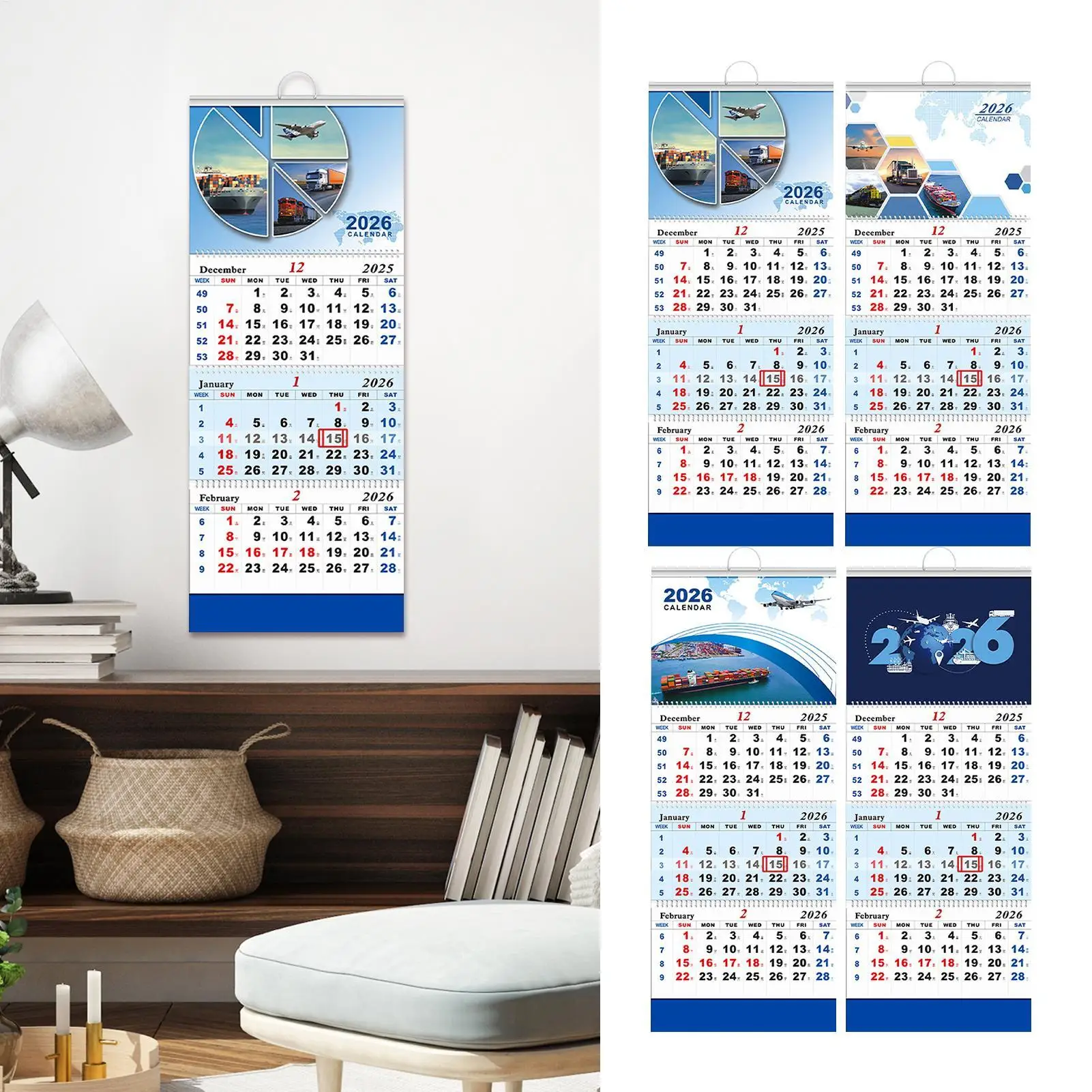 2026 Calendar 3 Months Home Planner Vertical Hangable Wall Calendar Planner Schedule Organization Holidays Calendar for Family