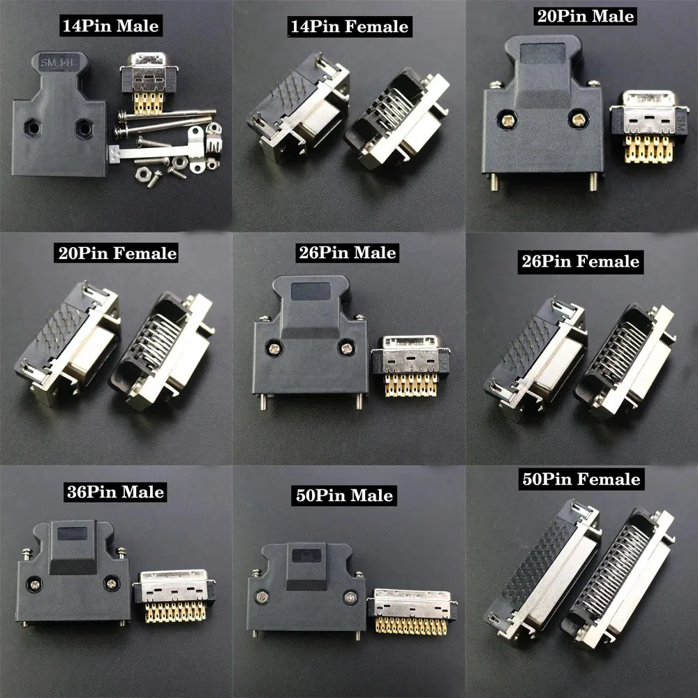MDR SCSI 50Pin Connector Servo Diriver CN1 Plug 14/20/26/36/50 Pin Plugs for Mitsubishi Panasonic Screw/Buckle Type Connectors