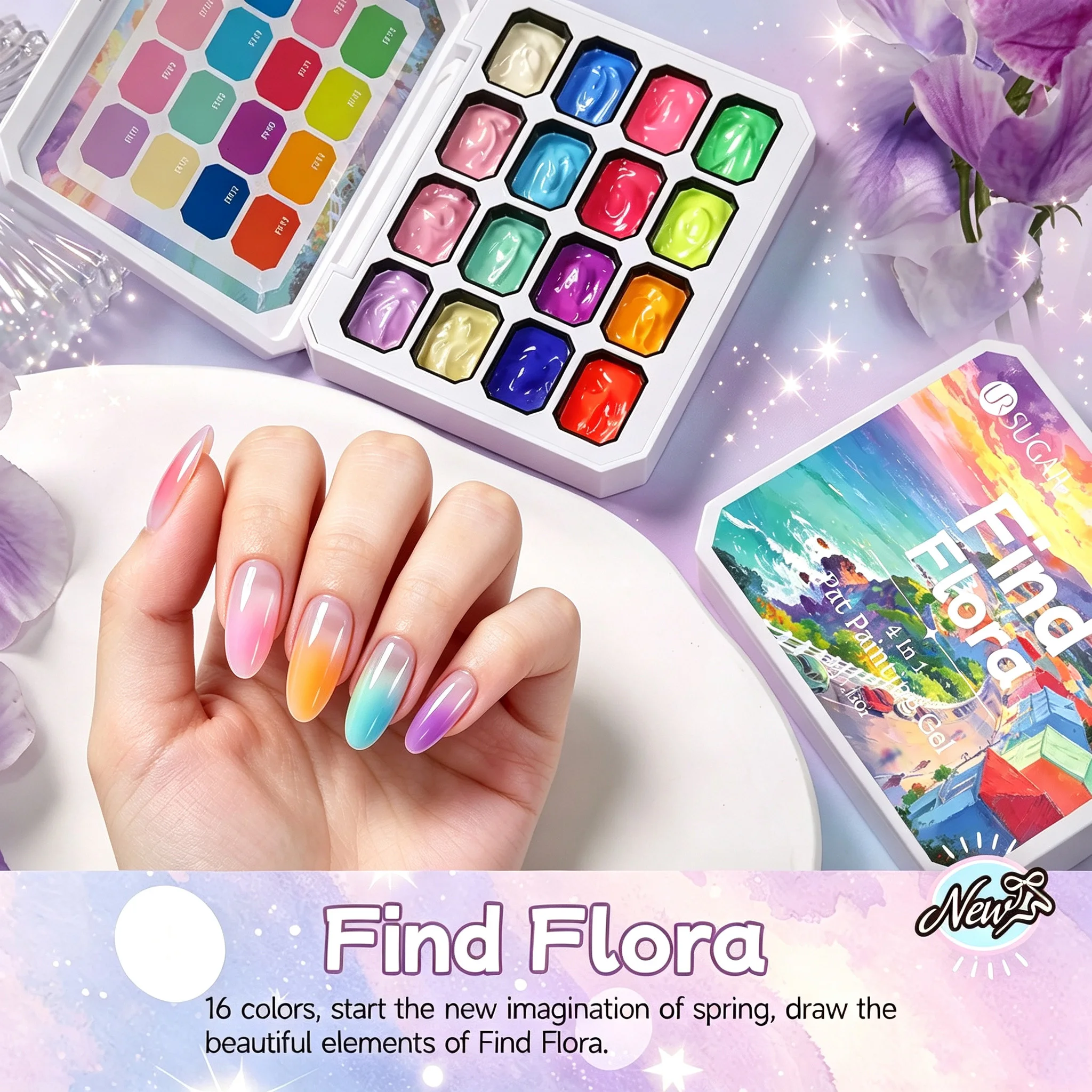 UR SUGAR 16 Colors/1 Group Nude Color Pat Painting Gel  for Gradient  Stamping Drawing & Pattern UV/LED Soak Off Manicure