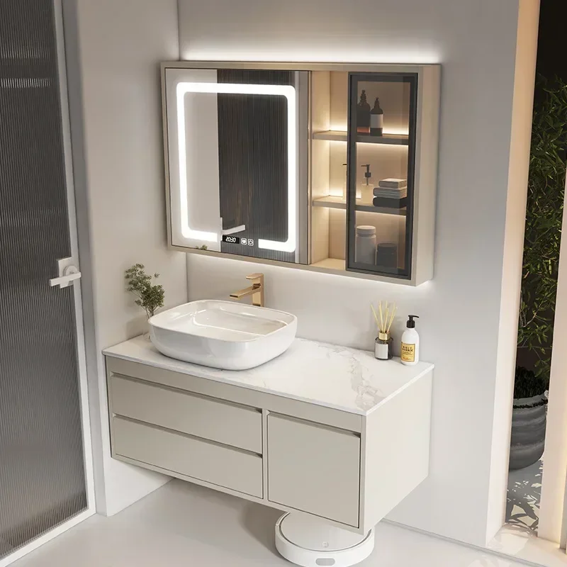 Modern Bathroom Cabinets Smart Mirror Cabinet Ceramic Top Basin Simple Bathroom Vanity Cabinet With Sink Bathroom Furniture