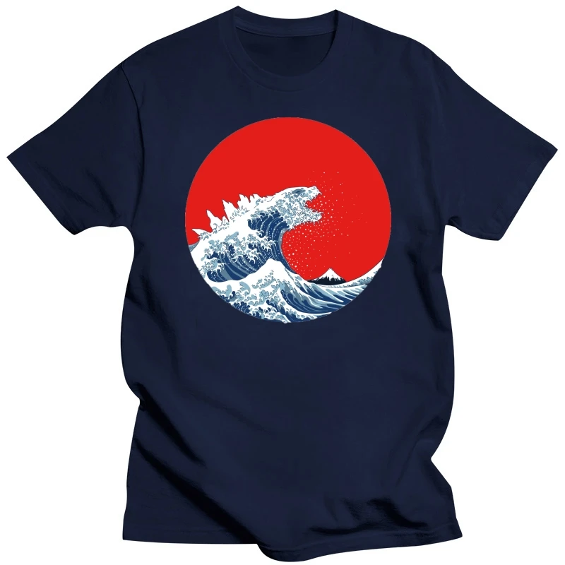 Cool fashion Hokusai Gojira t shirts men funny White hip pop t-shirt anime Cartoon tee shirt homme de marque