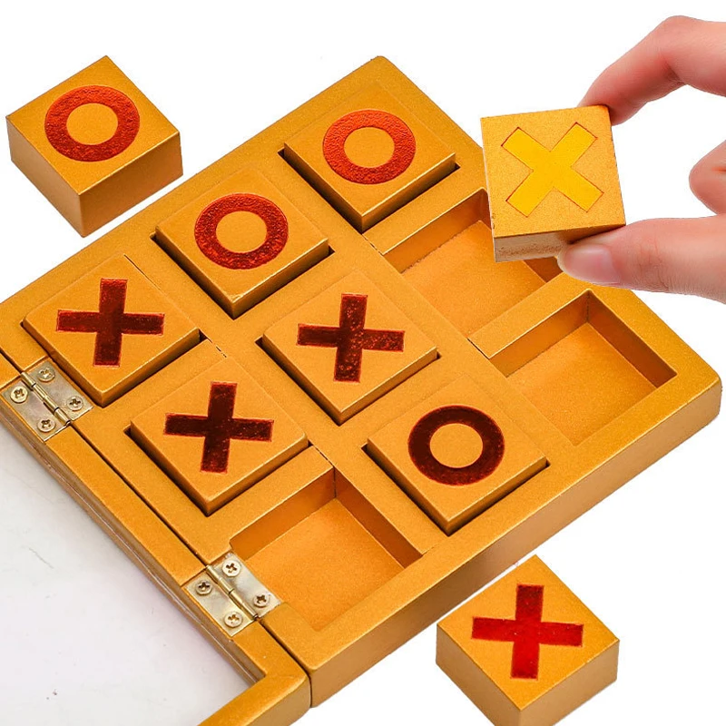 Unique Gift XOXO Board Game Wooden Tic Tac Toe Brain Teaser 3D Strategy Puzzles For Adults And Kids Family Fun Party favors