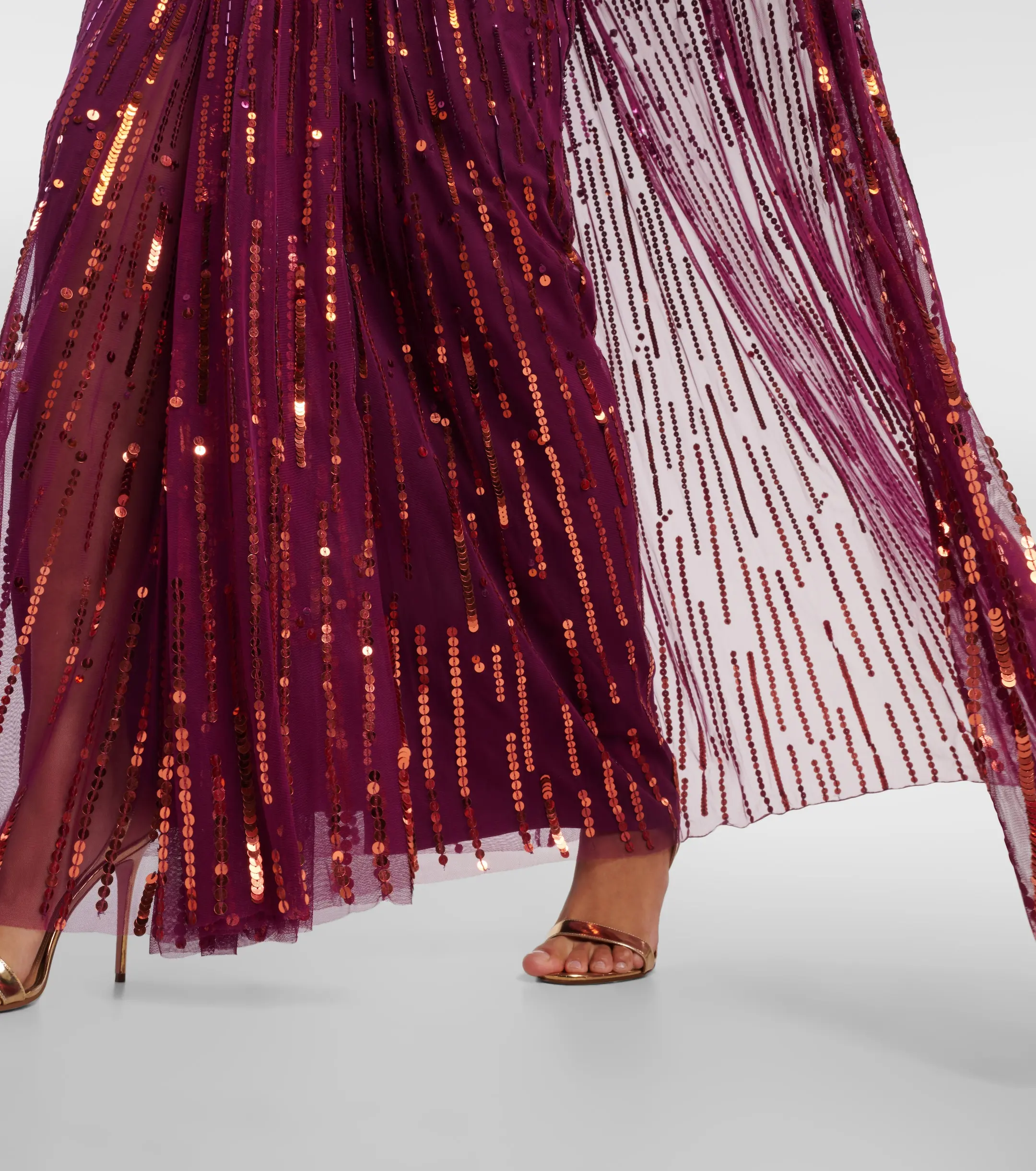 Sharon Said Dubai Burgunderrotes Abendkleid mit V-Ausschnitt und Cape-Ärmeln, Perlenbesetztes A-Linien-Kleid, Damen-Abendkleid SS399 Maßanfertigung – Detail 14
