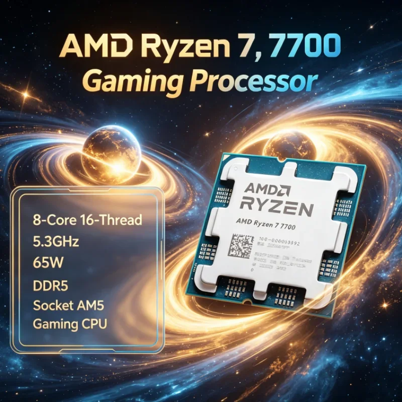 AMD R7 7700 Ryzen 7 AM5 Desktop CPU 5.3GHz 8-Core 16-Thread 65W 5nm 32M L3 DDR5 Without Cooler Type-C
