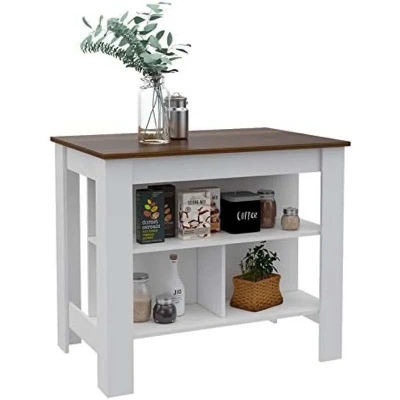 TUHOME Cala Kitchen Island, Ilha de Madeira Projetada, Multicolorida