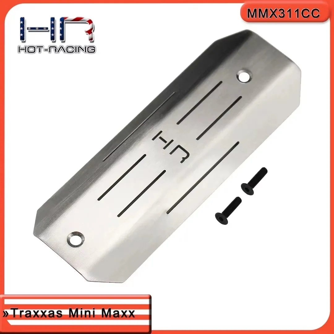 Placa de deslizamiento de acero inoxidable Hot Racing para chasis inferior de Traxxas Mini Maxx